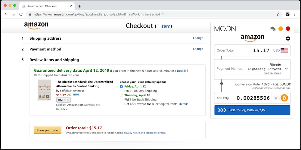 Теперь потратить биткоины можно на Amazon — благодаря браузерному расширению от Moon