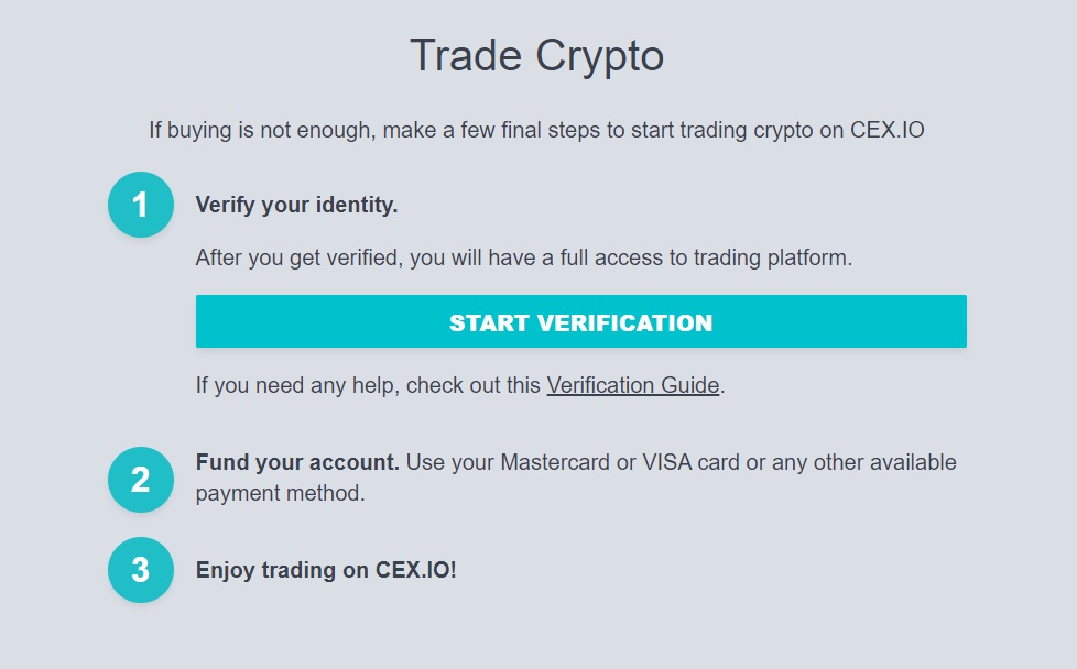Криптобиржа CEX.IO: регистрация, верификация, депозит и торговля