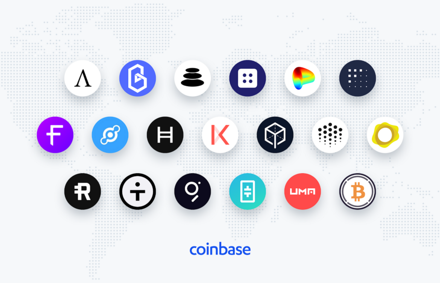 Биржа Coinbase изучает возможность листинга 19 цифровых активов