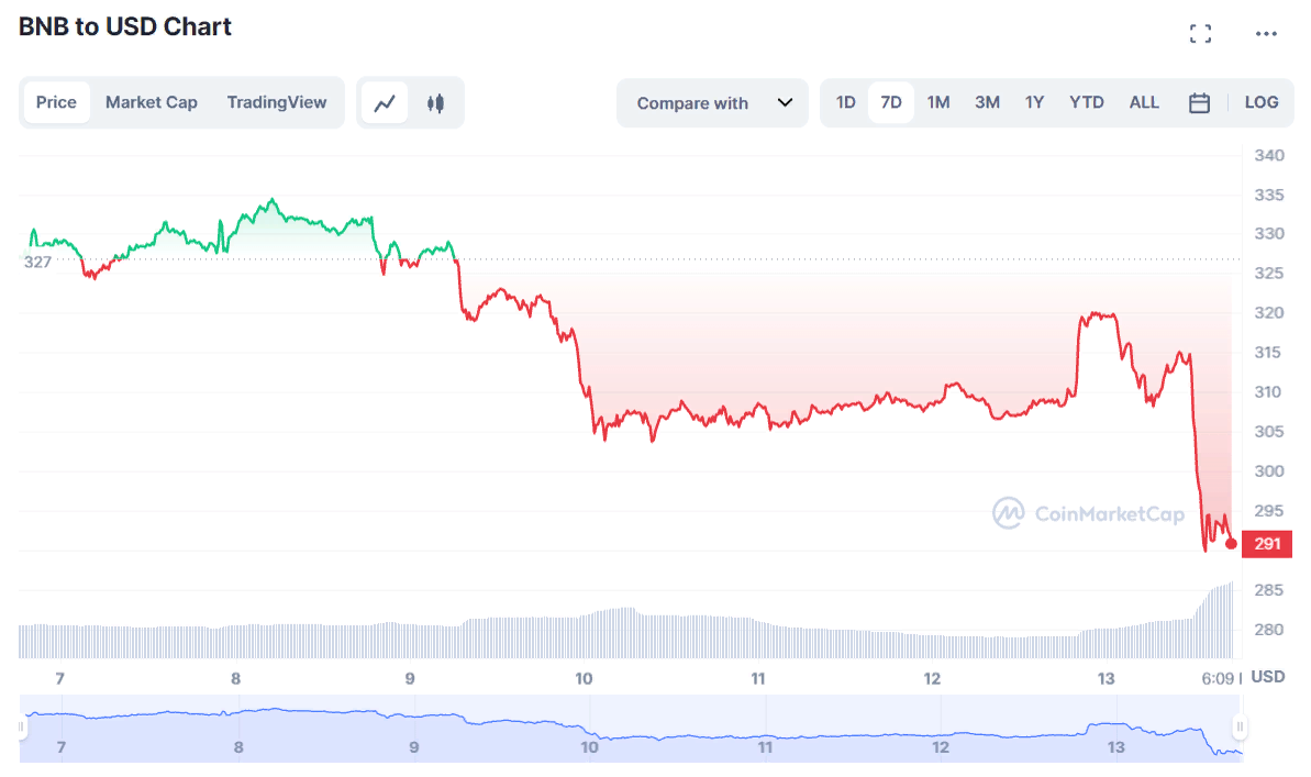 Binance Coin упал до самого низкого уровня с середины января